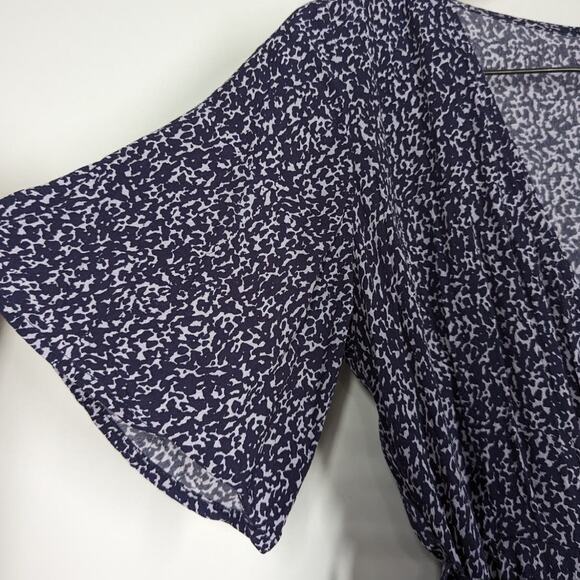 Mister Zimi Nina V-Neck Blue Print Cropped Wide Leg Jumpsuit Size 8 Preowned - Picture 6 of 9